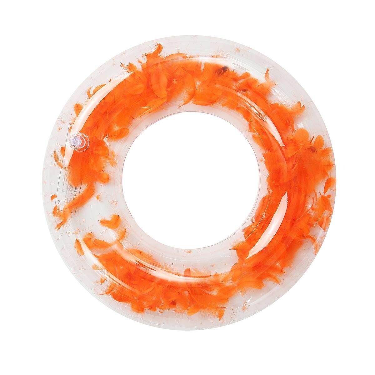 [60/80/90cm] Feather Inflatable Swimming Ring Floating Round Shape Adult & Kid Beach Pool Toys 90.0