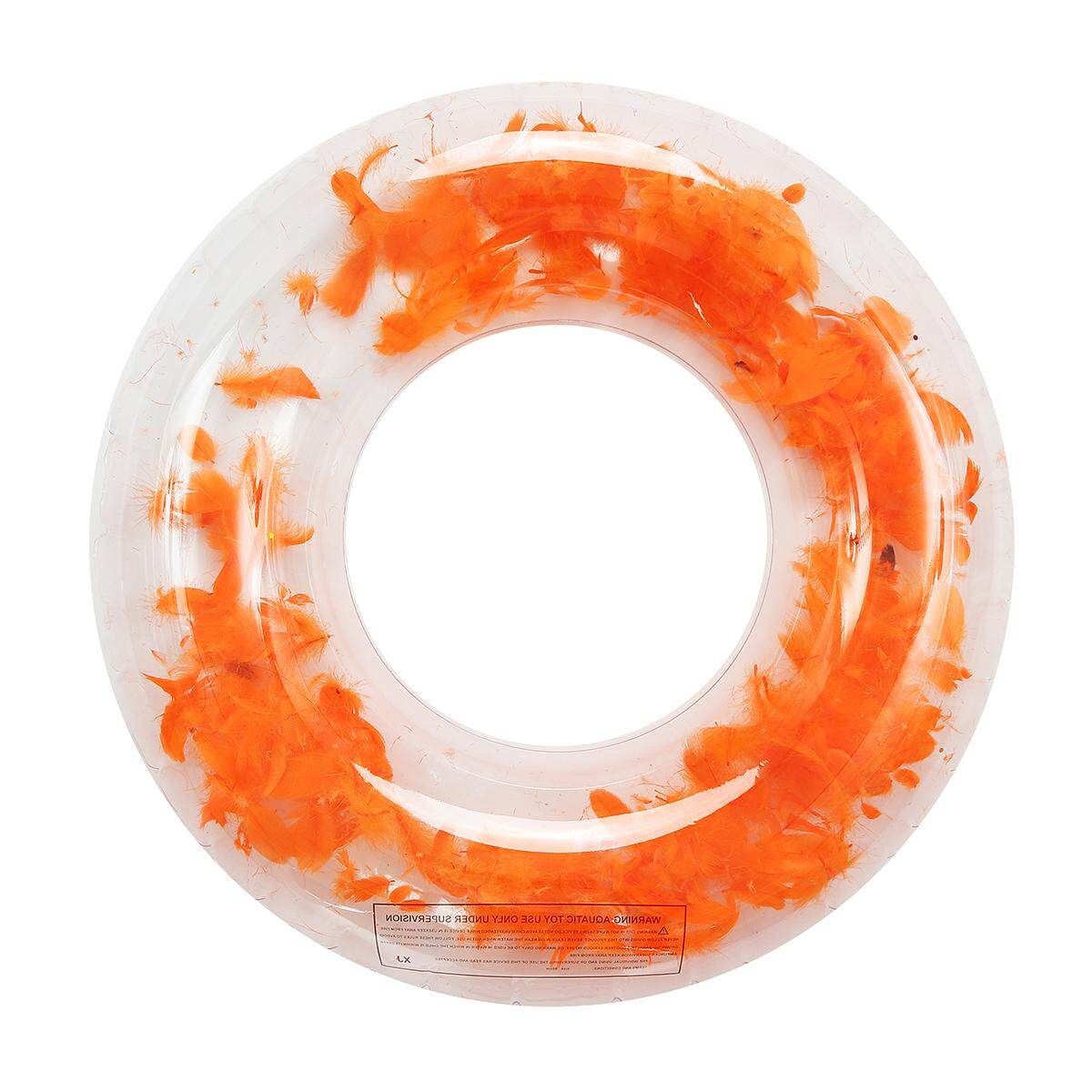 [60/80/90cm] Feather Inflatable Swimming Ring Floating Round Shape Adult & Kid Beach Pool Toys 90.0