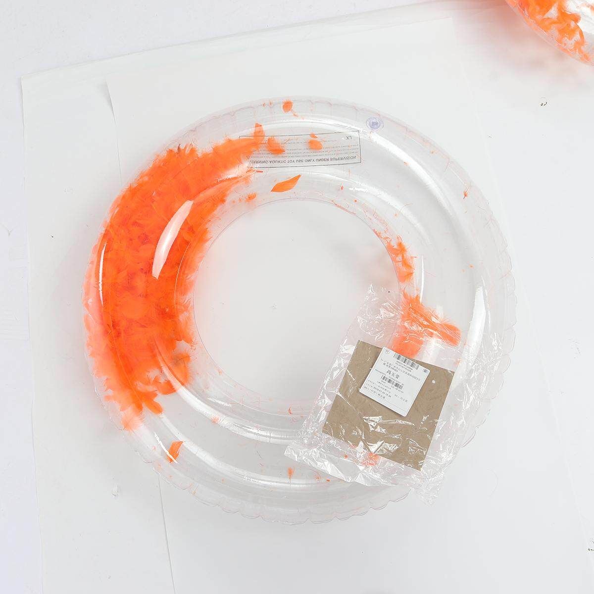 [60/80/90cm] Feather Inflatable Swimming Ring Floating Round Shape Adult & Kid Beach Pool Toys 90.0