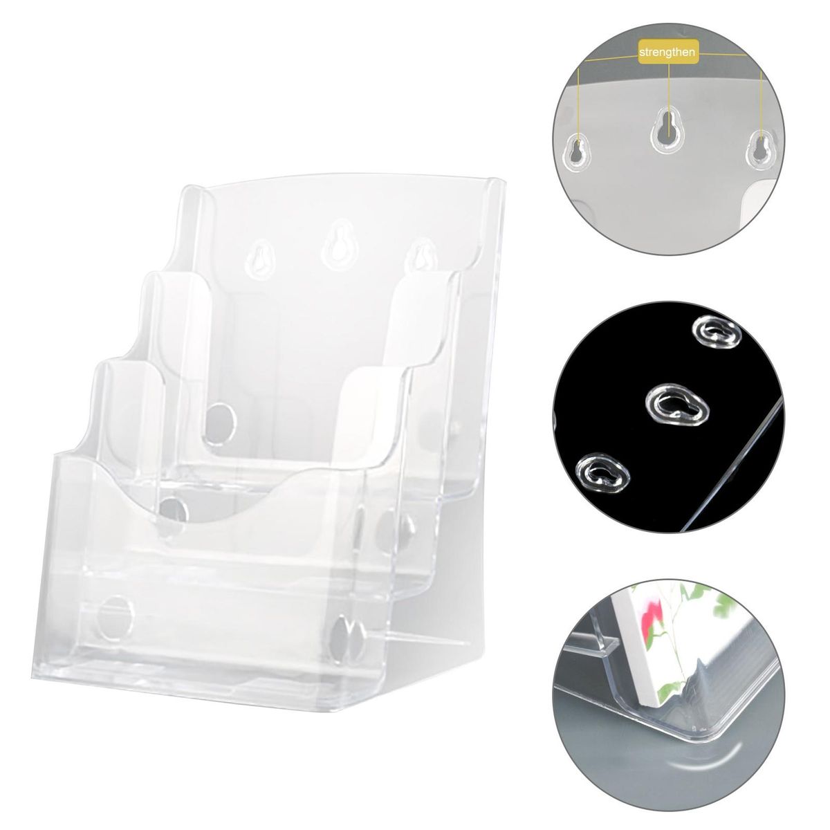 Wall Mount Flyer Holder Acrylic 3-tier Brochure Holder with for Flyers