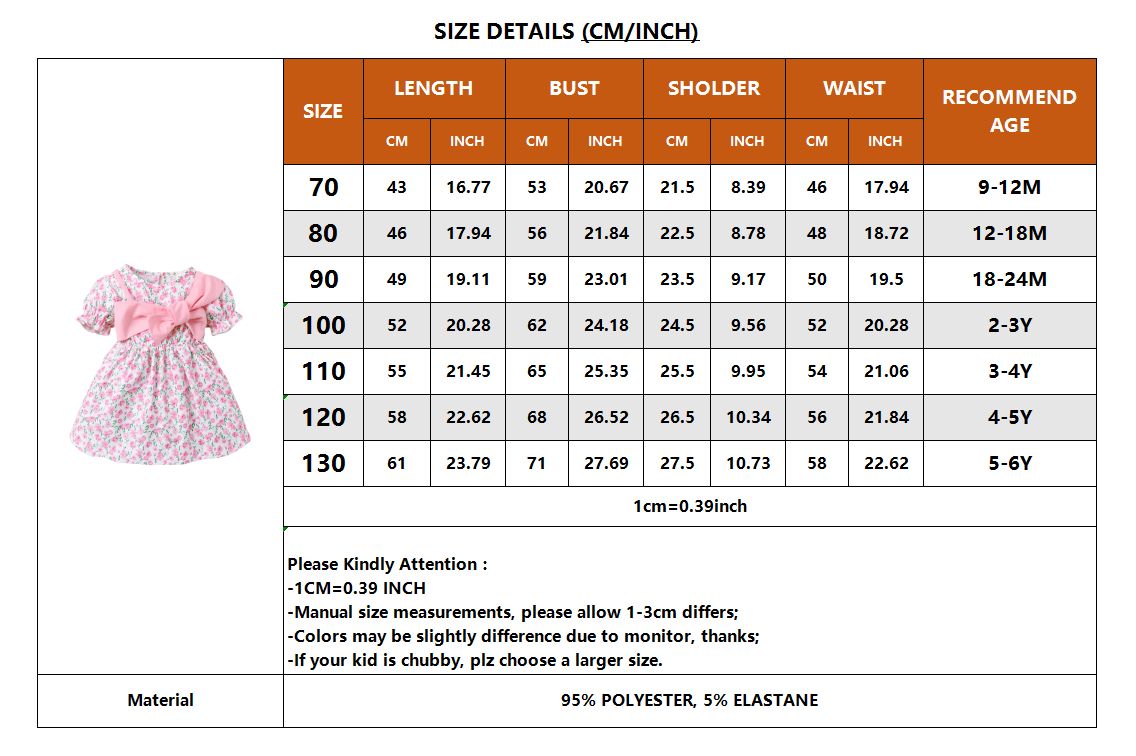 Infant Girl Lovely Pink Floral Short Sleeve Dress