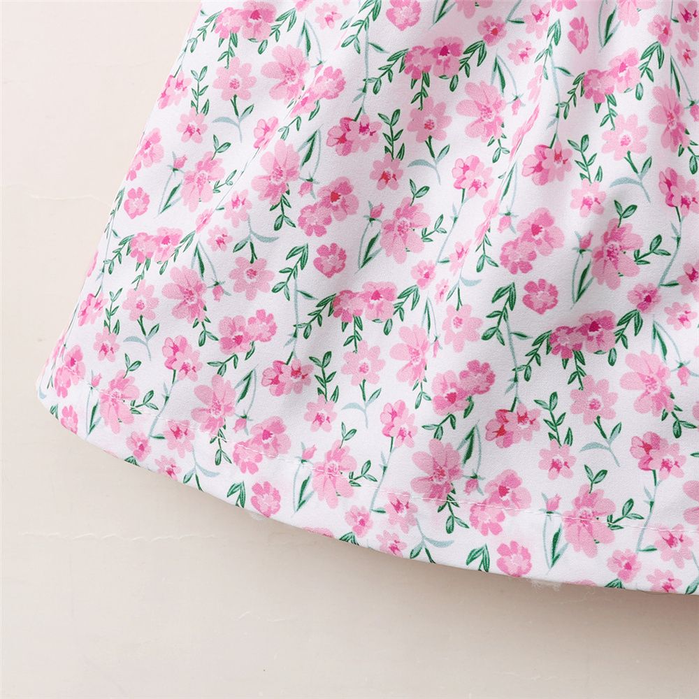 Infant Girl Lovely Pink Floral Short Sleeve Dress