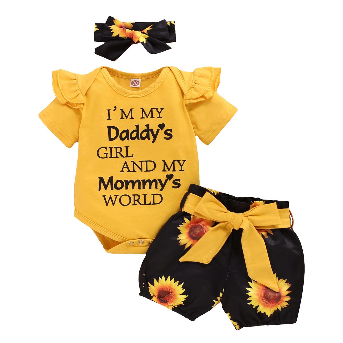 Baby Girl Clothes Short Sleeve Bodysuit +shorts+headband