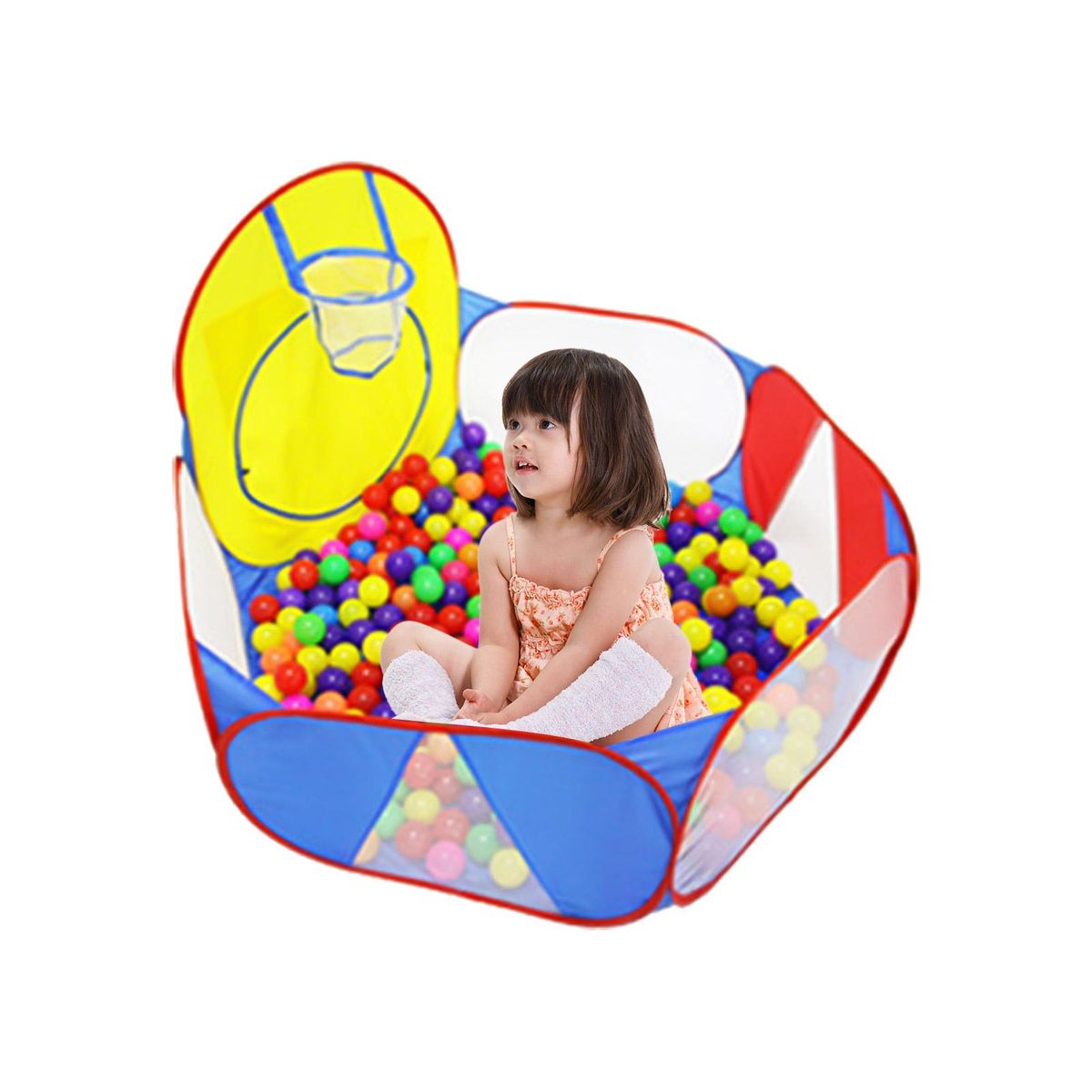 Kids Ball Pit Toddler Ball Pit Tent Playhouse Baby Crawl Playpen with Basketball Hoop and Zipper Storage Bag for Boys Girls Indoors Outdoors