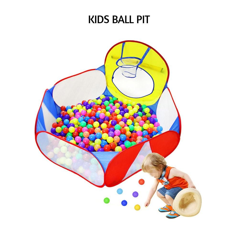 Kids Ball Pit Toddler Ball Pit Tent Playhouse Baby Crawl Playpen with Basketball Hoop and Zipper Storage Bag for Boys Girls Indoors Outdoors