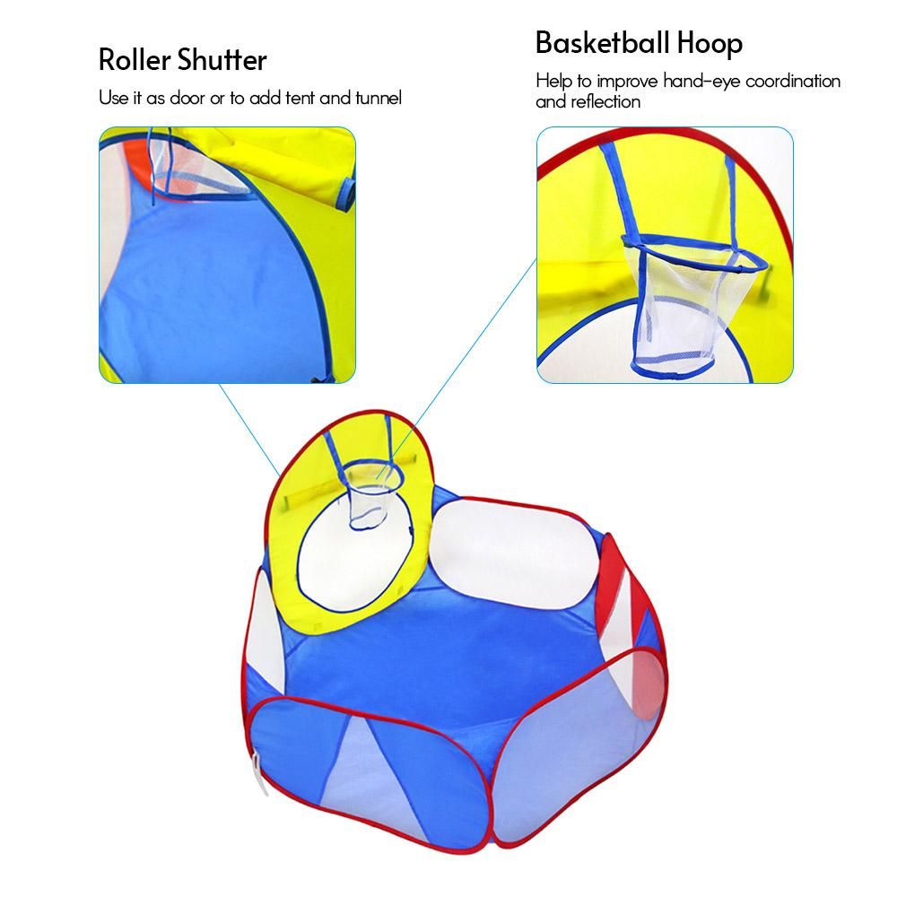 Kids Ball Pit Toddler Ball Pit Tent Playhouse Baby Crawl Playpen with Basketball Hoop and Zipper Storage Bag for Boys Girls Indoors Outdoors