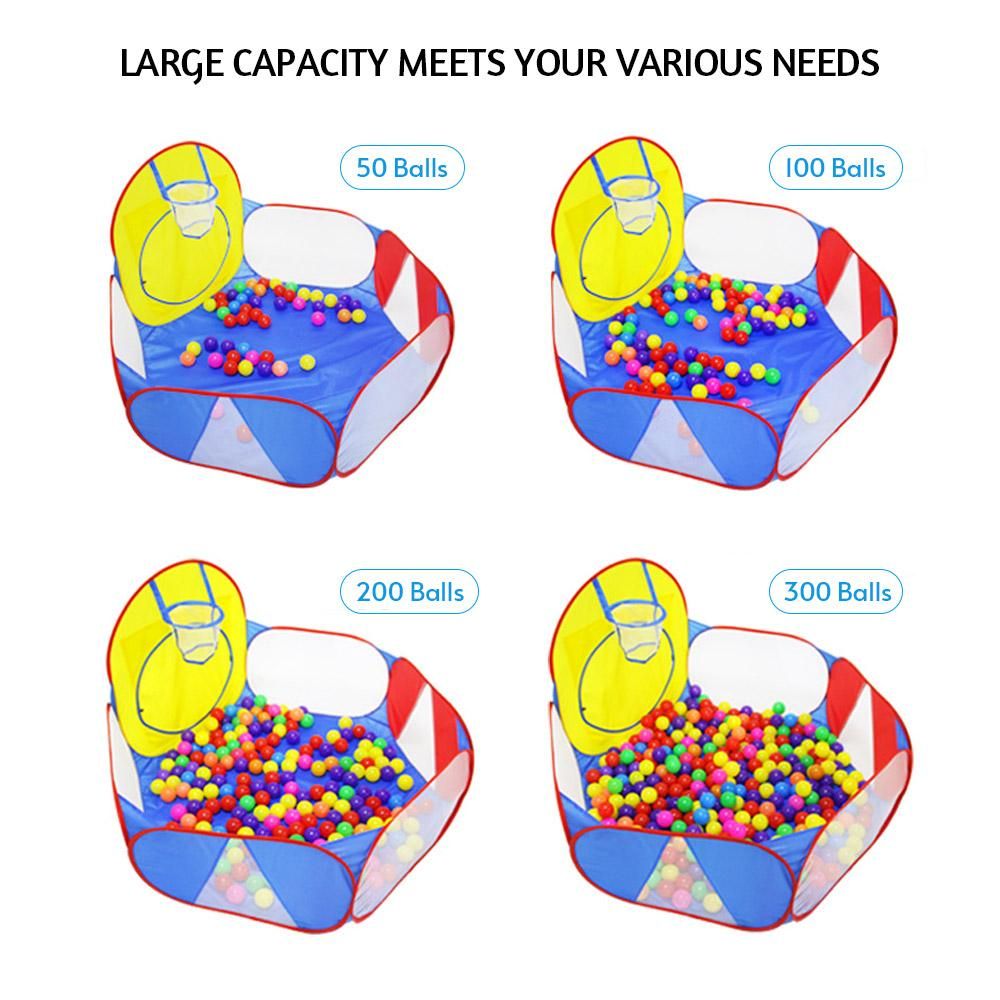 Kids Ball Pit Toddler Ball Pit Tent Playhouse Baby Crawl Playpen with Basketball Hoop and Zipper Storage Bag for Boys Girls Indoors Outdoors