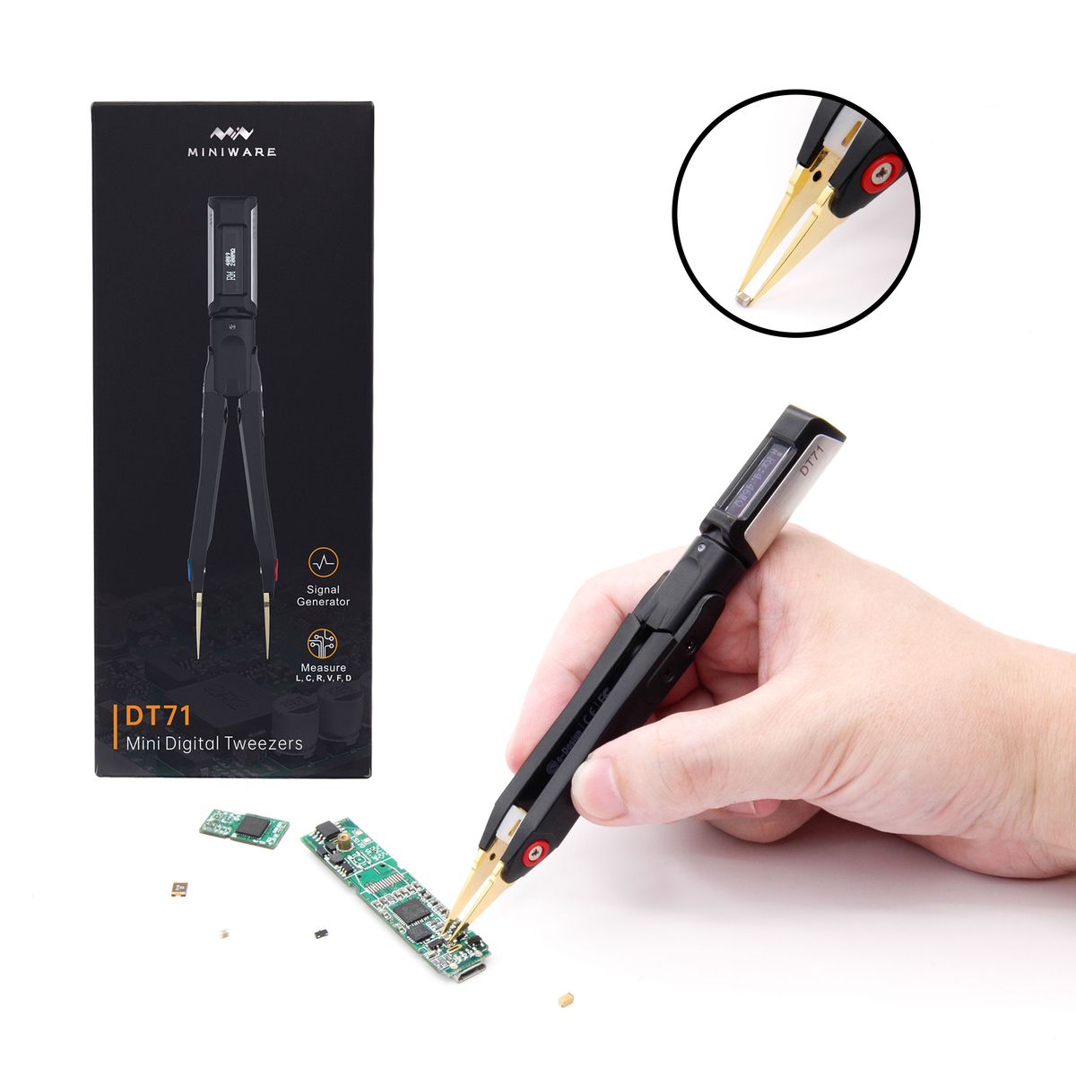 DT71 Mini Digital Tweezers   Smart SMD LCRDVF Tester
