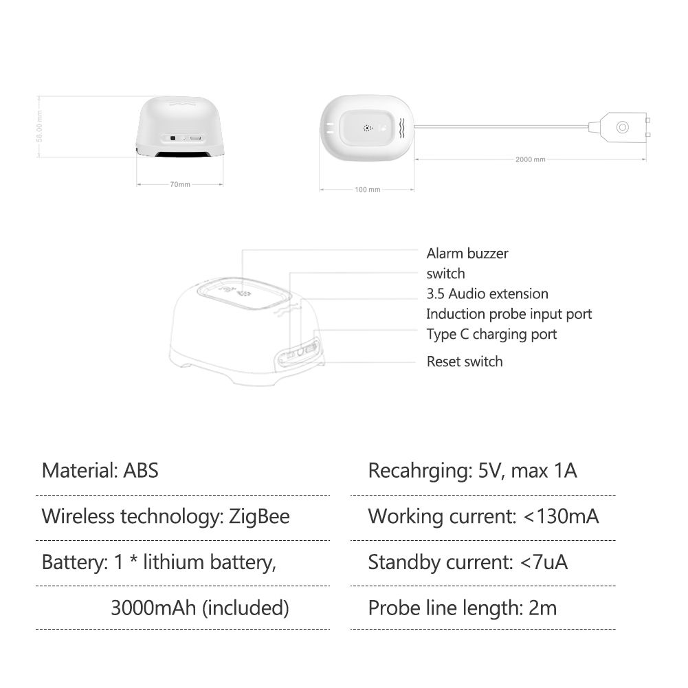 Tuya ZigBee Intelligent Water Level Alarm Tool Water Leak
