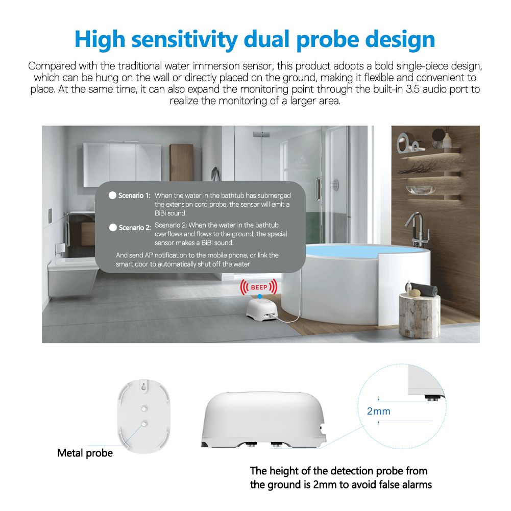 Tuya ZigBee Intelligent Water Level Alarm Tool Water Leak