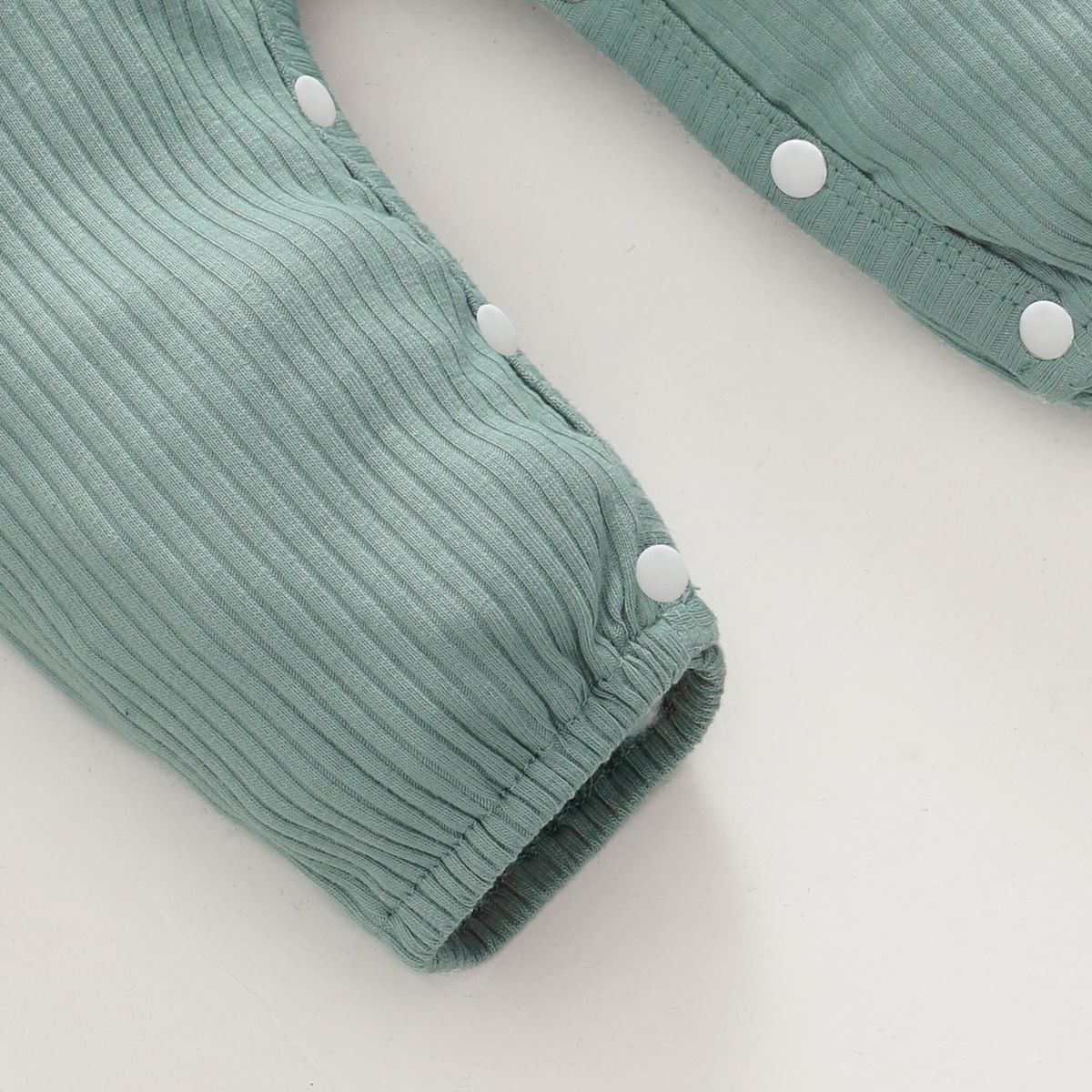Baby Girls Sold Color Ribbed Long Sleeve Jumpsuit -Green