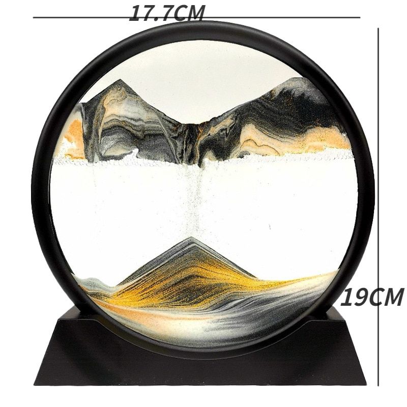 Glass Hourglass, Decorative Gift. Black Gold - 7inch