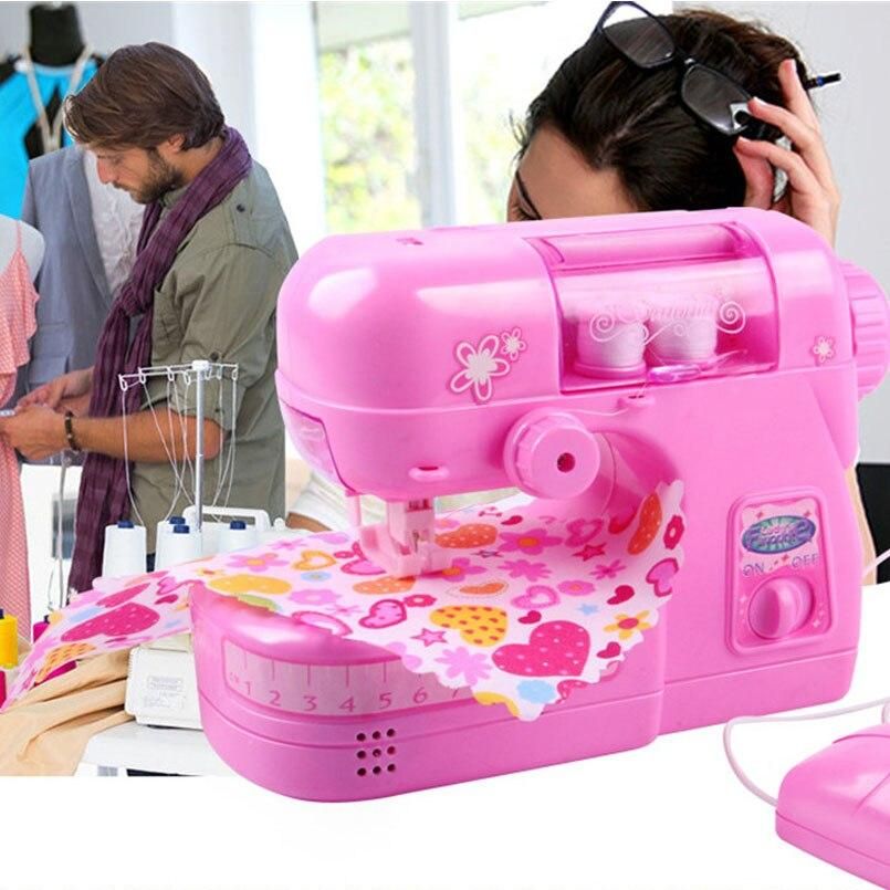 Electric Mini Sewing Machine Toy Simulation Household Appliance Pretend Play Toys For Girls Role Play Education Furniture Toy