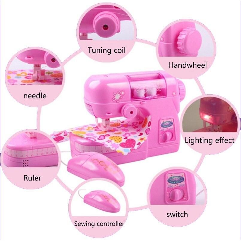 Electric Mini Sewing Machine Toy Simulation Household Appliance Pretend Play Toys For Girls Role Play Education Furniture Toy