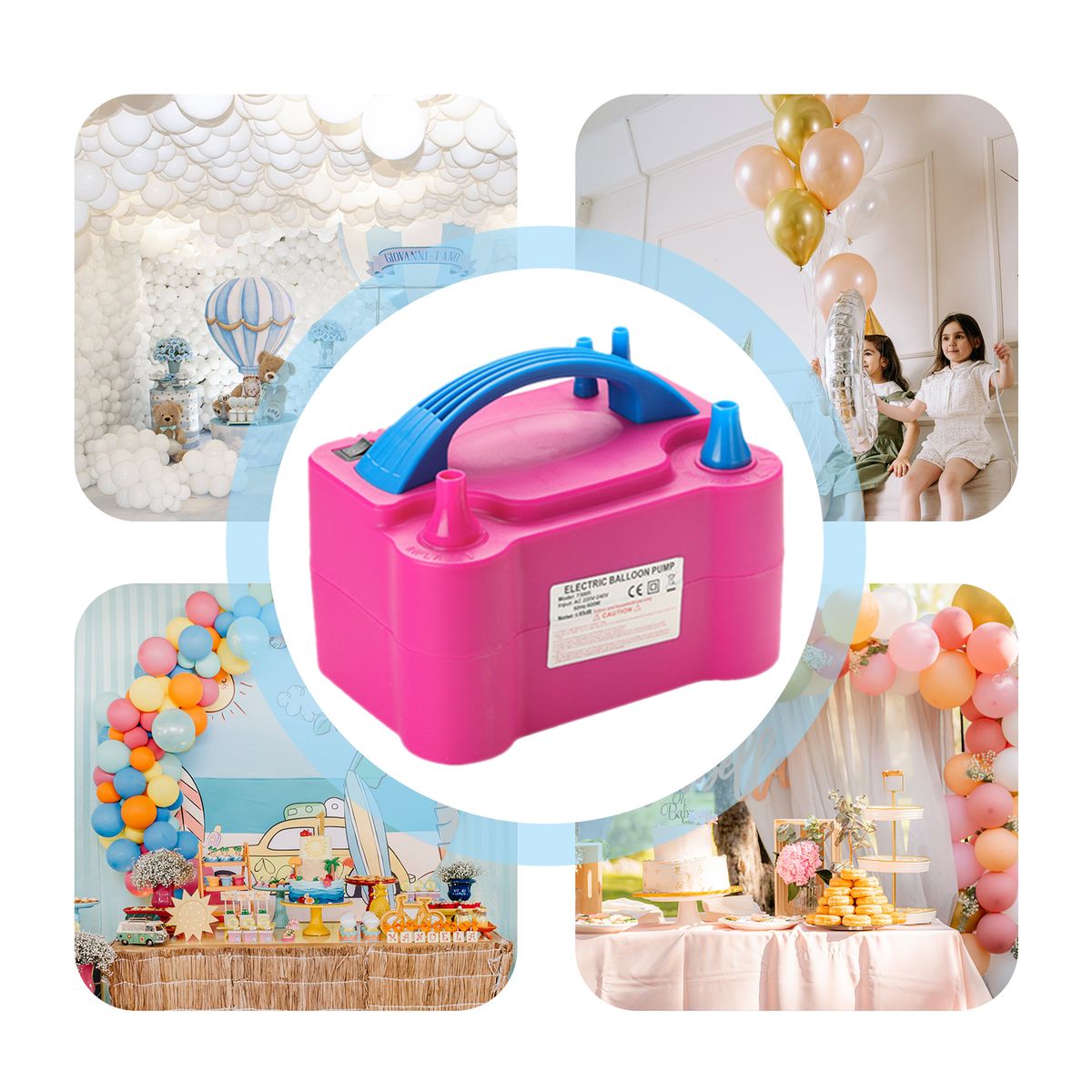 122PCS Electric Air Balloon Pump Kit Portable Inflator