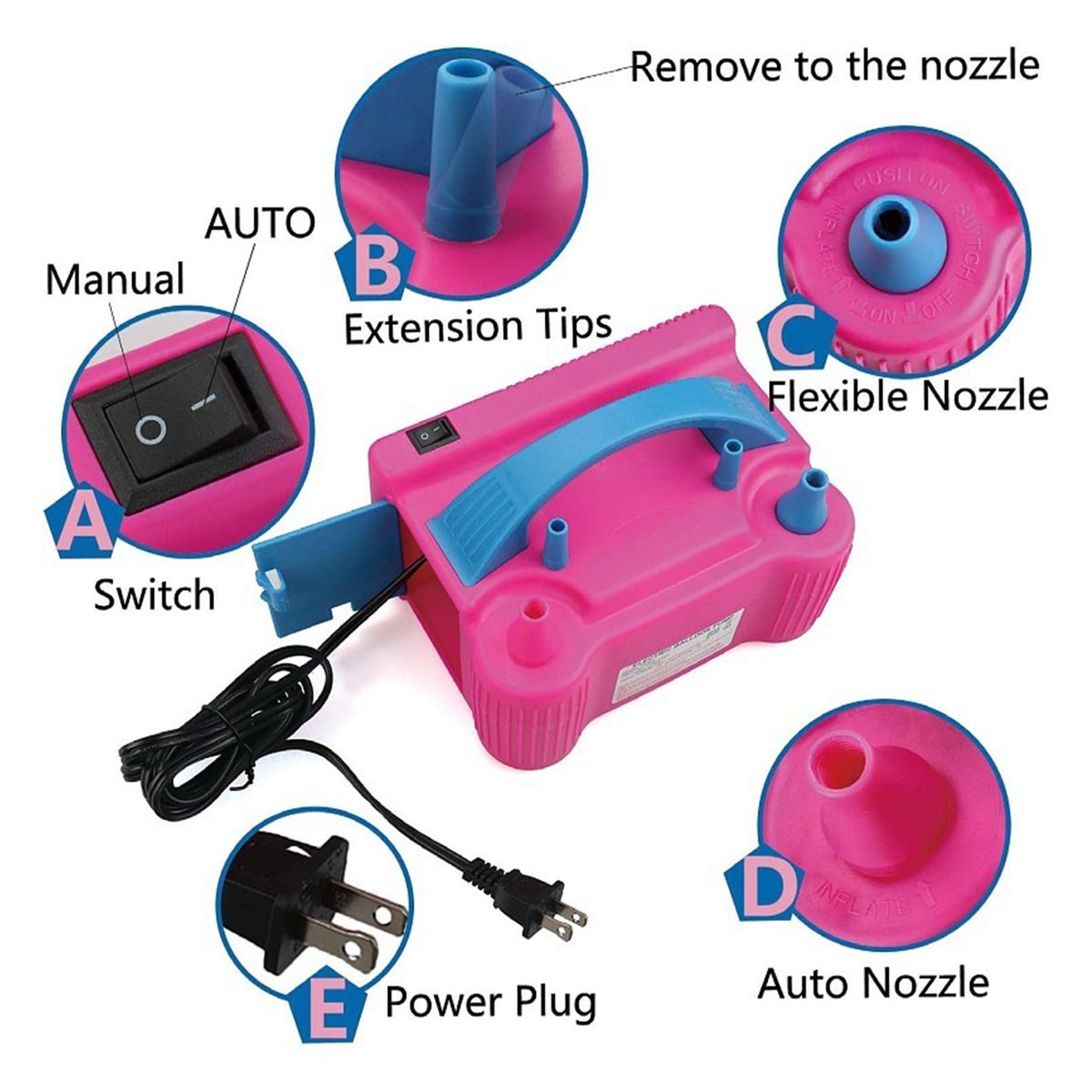122PCS Electric Air Balloon Pump Kit Portable Inflator