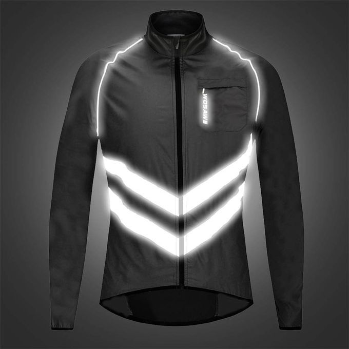 Windproof Jackets Shirts Long Sleeve Reflective Cycling Black XXXL