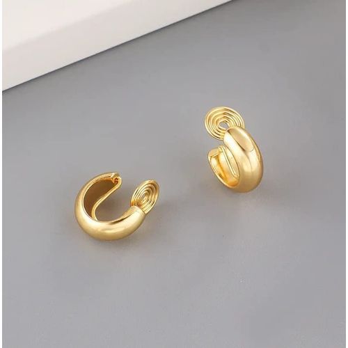 14k Gold Hoop Clip On Earrings No Piercing Chunky
