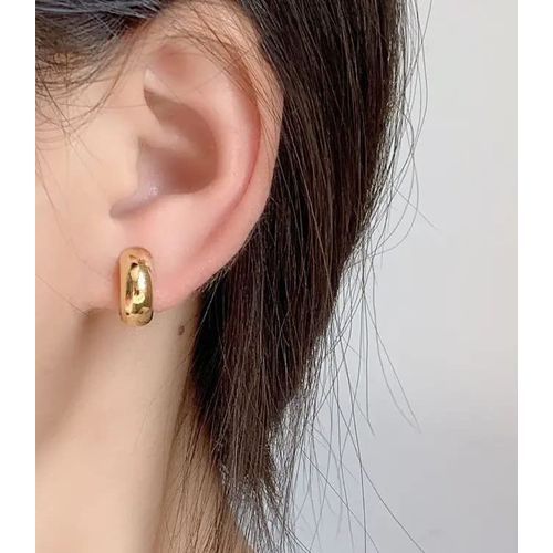 14k Gold Hoop Clip On Earrings No Piercing Chunky