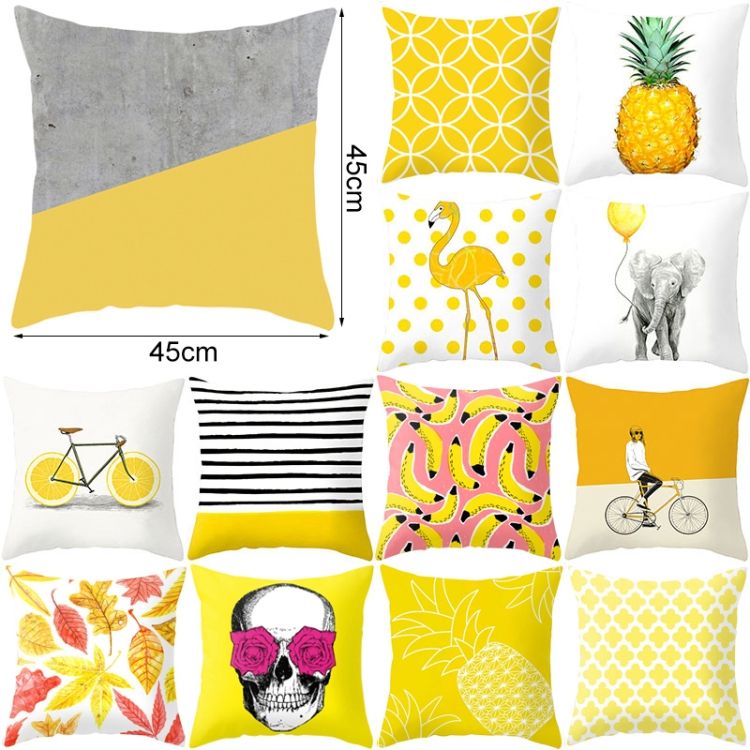 2 PCS 45x45cm Yellow Striped Pillowcase