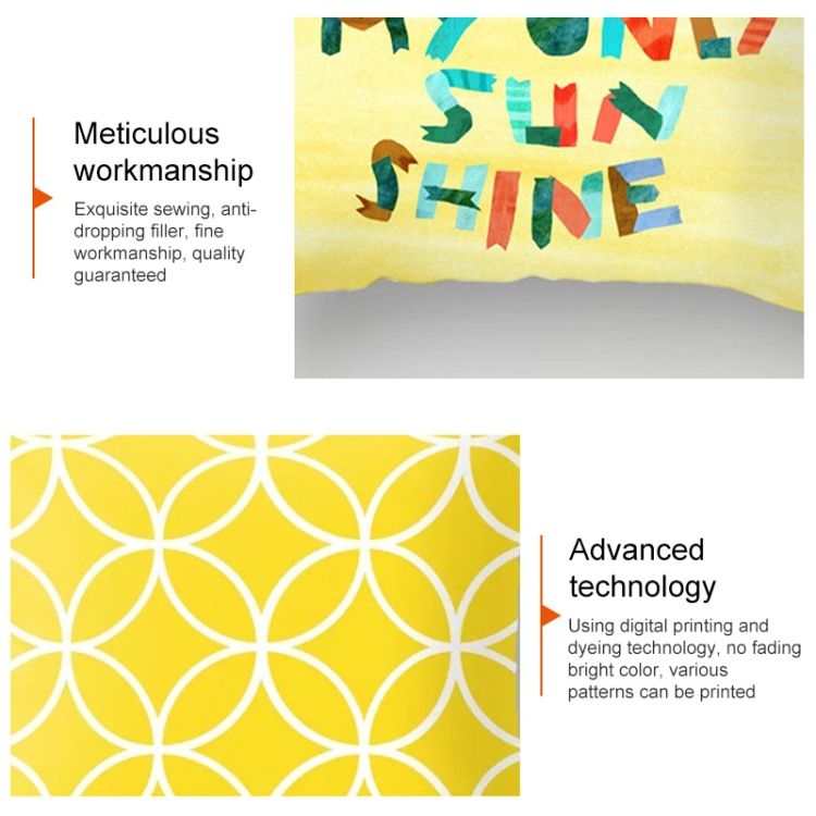 2 PCS 45x45cm Yellow Striped Pillowcase