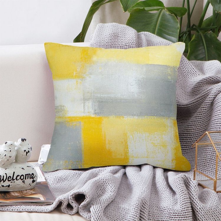 2 PCS 45x45cm Yellow Striped Pillowcase