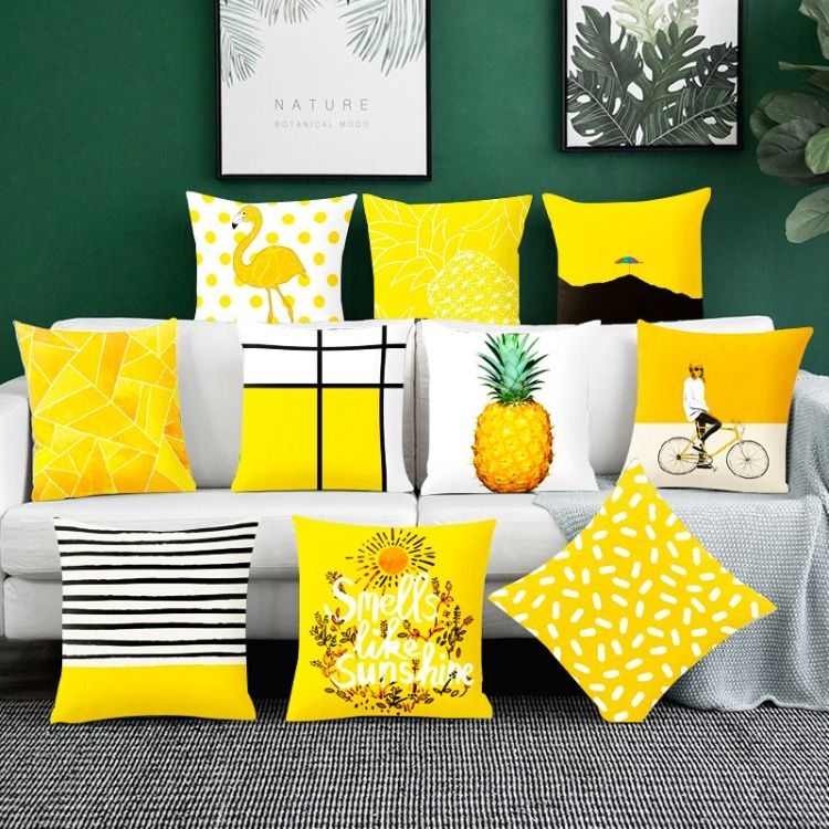 2 PCS 45x45cm Yellow Striped Pillowcase
