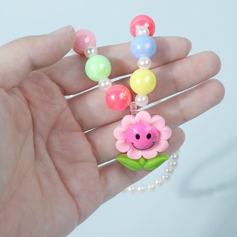 3-PCs Children's Necklace Set SUNFLOWER Princess Bracelet Ring Ornament Set