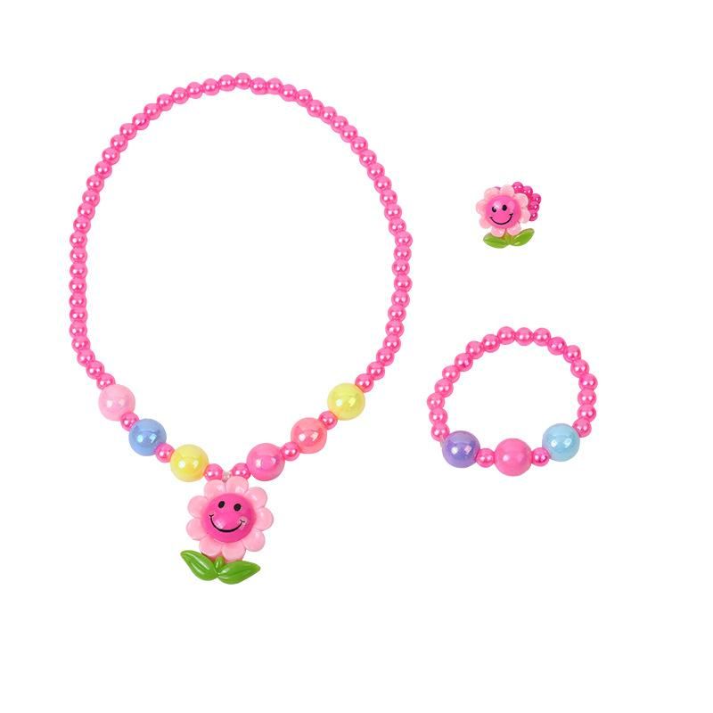 3-PCs Children's Necklace Set SUNFLOWER Princess Bracelet Ring Ornament Set