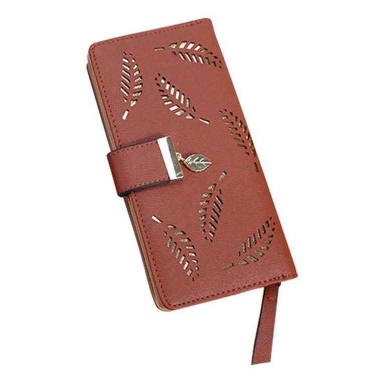 2020 new Korean version of hollow tree leaves ladies long wallet summer wallet clutch bag mobile phone bag card bag women 067 Sky Blue