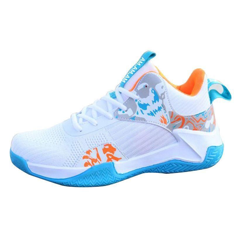Men's Basketball Shoes High Top Breathable Stretch Sneakers Blue