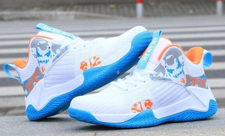 Men's Basketball Shoes High Top Breathable Stretch Sneakers Blue