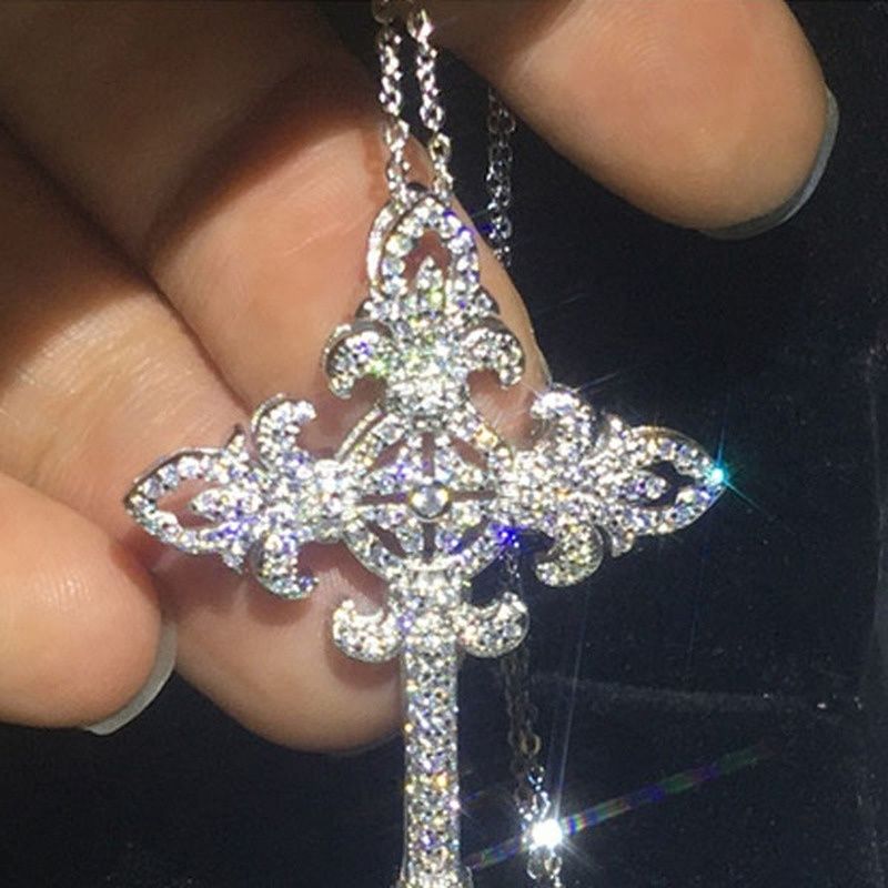 Refined Cross Lady Necklace Religious Accessories Christian Lace Necklace Fashio