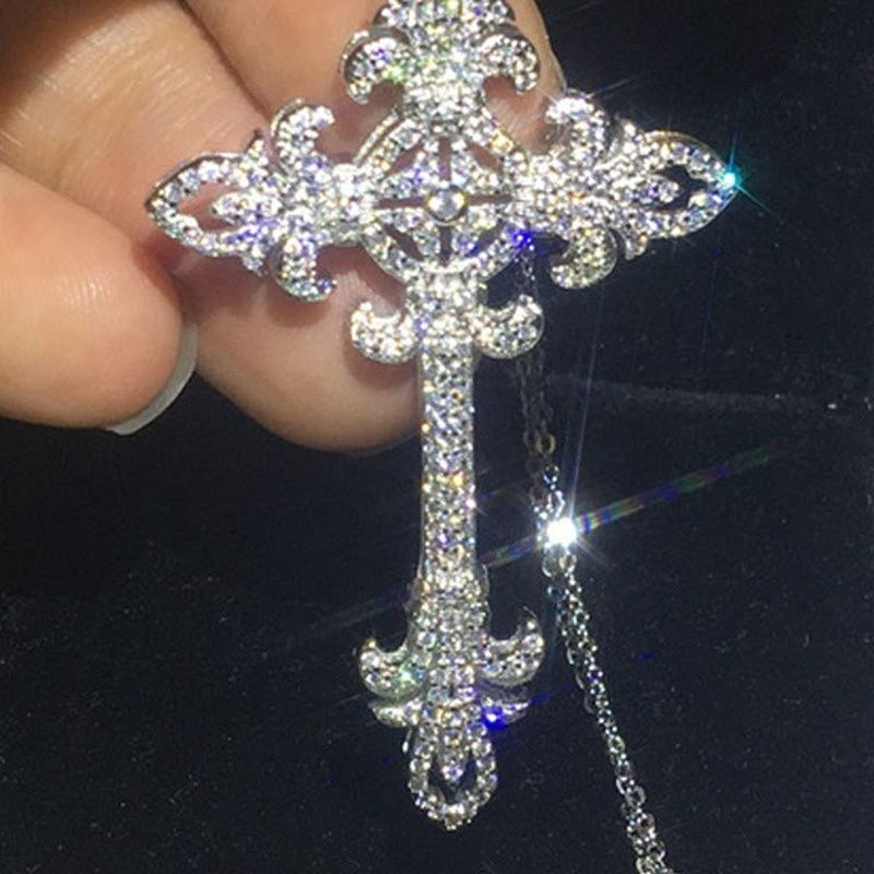 Refined Cross Lady Necklace Religious Accessories Christian Lace Necklace Fashio