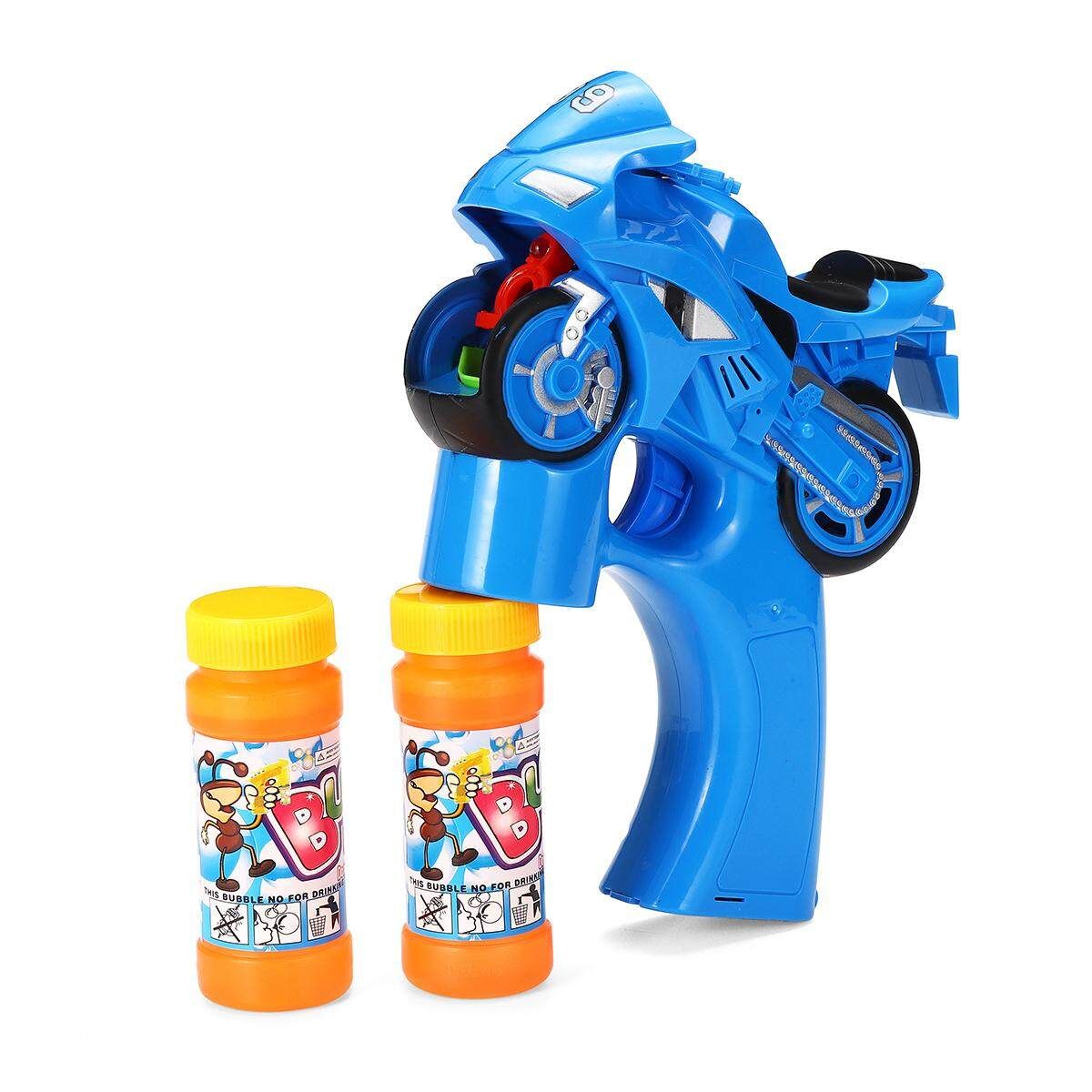 Electric Flashing LED Light-Up Bubble Tool Music Machine Outdoor Kids Toy Gift 199 Motorcycle (blue)