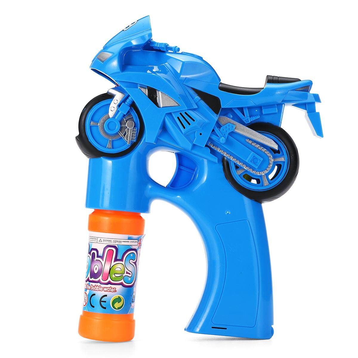 Electric Flashing LED Light-Up Bubble Tool Music Machine Outdoor Kids Toy Gift 199 Motorcycle (blue)
