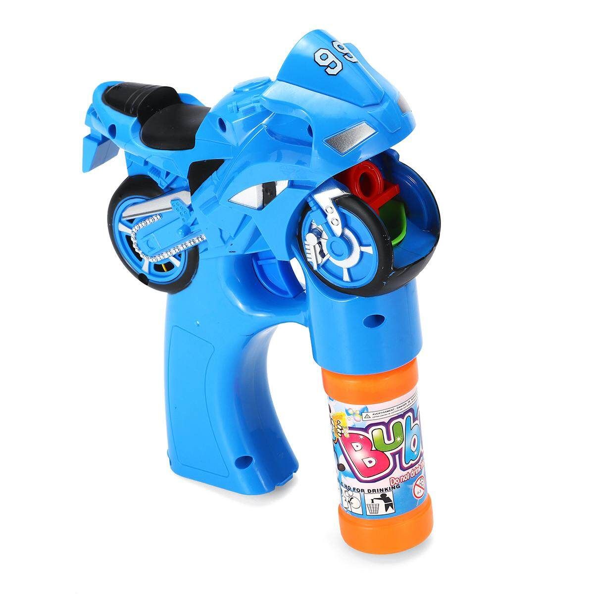 Electric Flashing LED Light-Up Bubble Tool Music Machine Outdoor Kids Toy Gift 199 Motorcycle (blue)