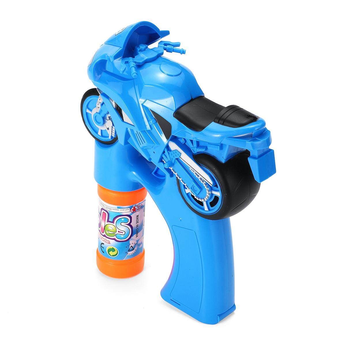 Electric Flashing LED Light-Up Bubble Tool Music Machine Outdoor Kids Toy Gift 199 Motorcycle (blue)