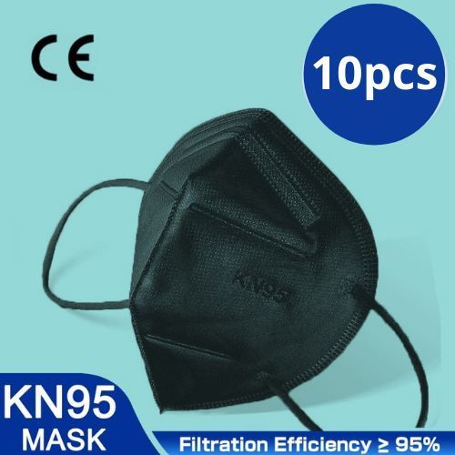 10 Pieces 5 Layers 3D Foldable Face Mask (Black)