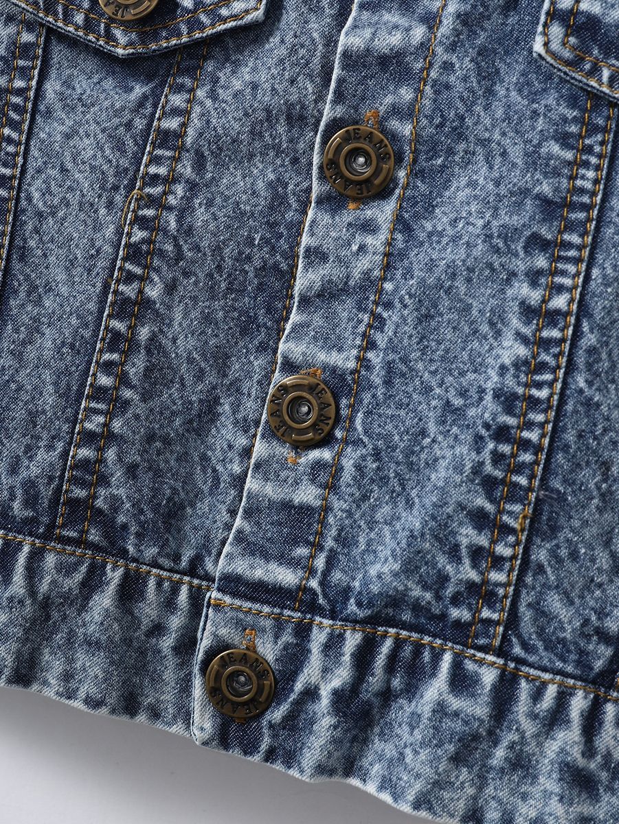[HPB] 0-3 Years Kid Girl Overcoat Plush Collar Jean Jacket