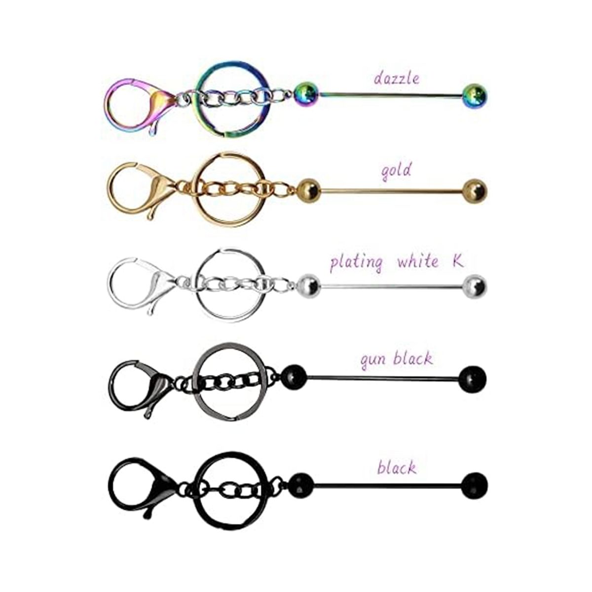 5Pcs Beadable Keychain Bar Blank Keychain Lobster Claw Clasp Keychain for DIY Jewelry Crafts Backpack Decor