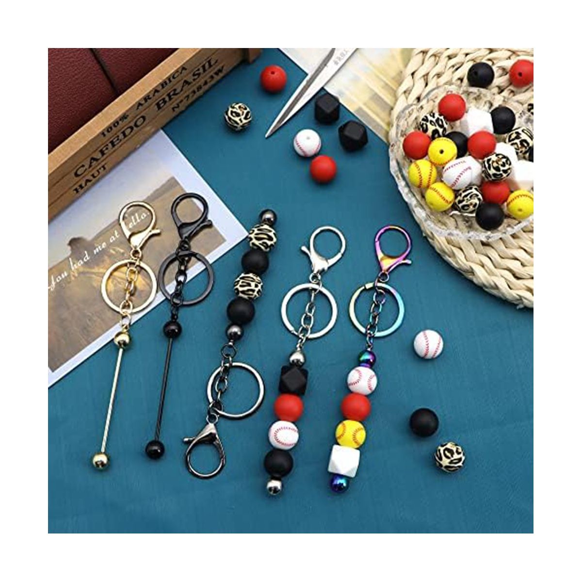 5Pcs Beadable Keychain Bar Blank Keychain Lobster Claw Clasp Keychain for DIY Jewelry Crafts Backpack Decor