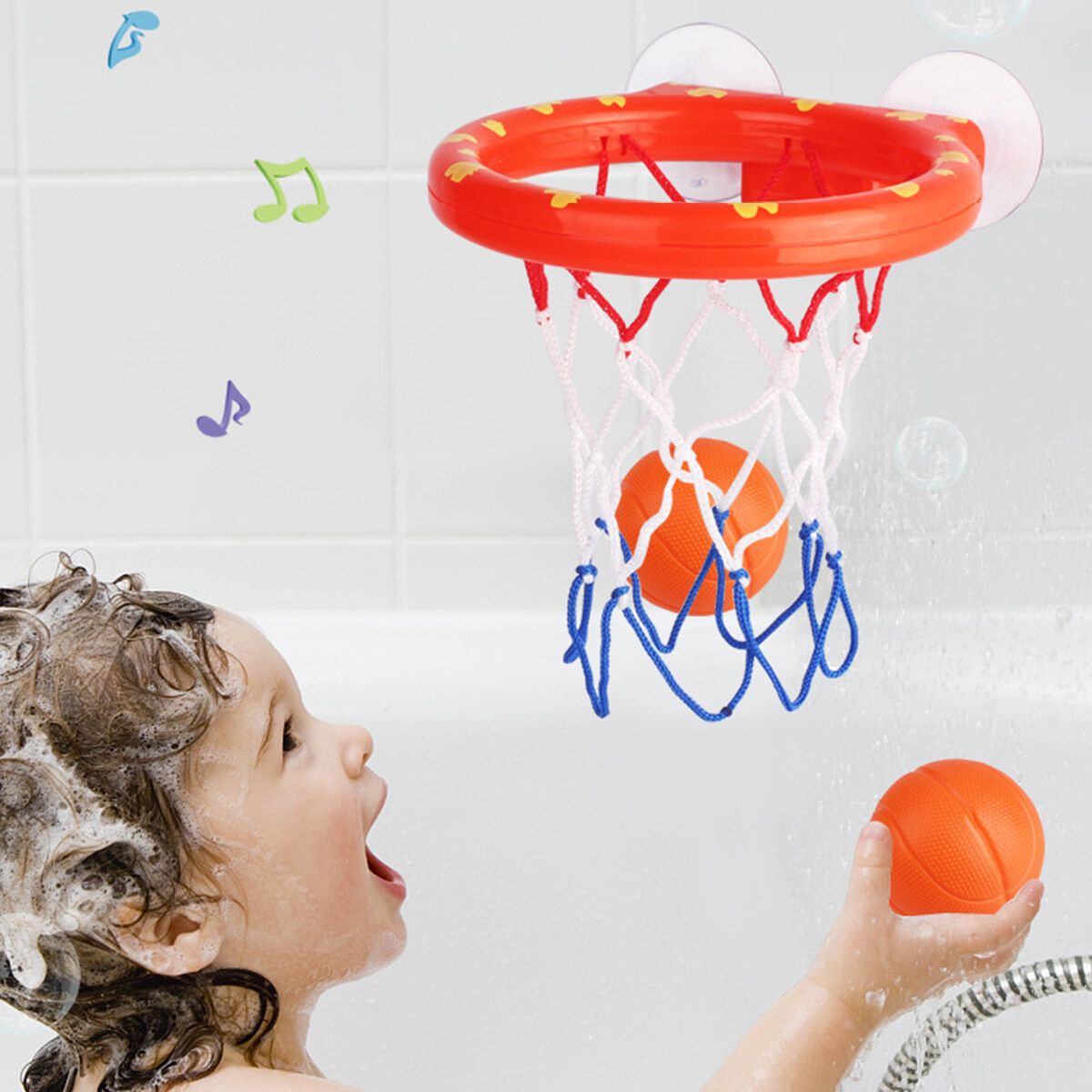 Kids Bath Toys Basketball Hoop Ball Bathtub Shooting Shower Play Game+3 Balls