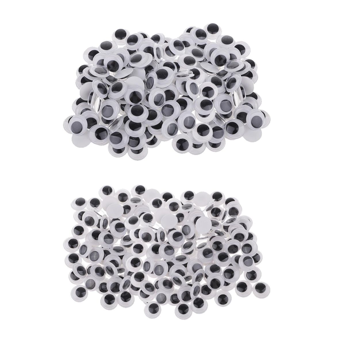 Set Of 400 12 + 15mm Round Black Wiggle Googly Eyes Self