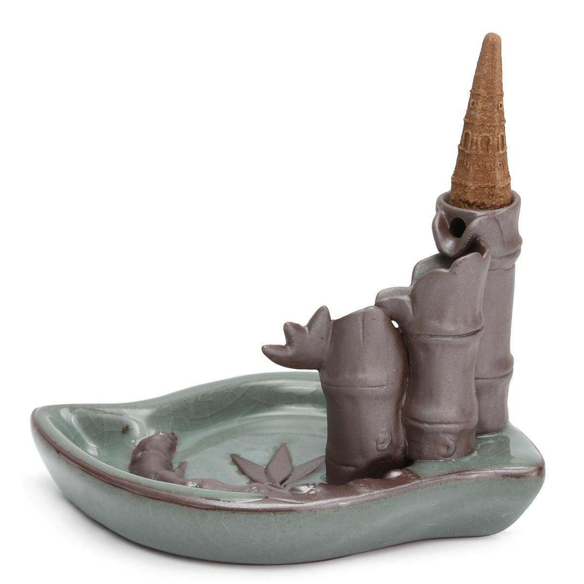 Porcelain Bamboo Backflow Ceramic Cone Holder Decor