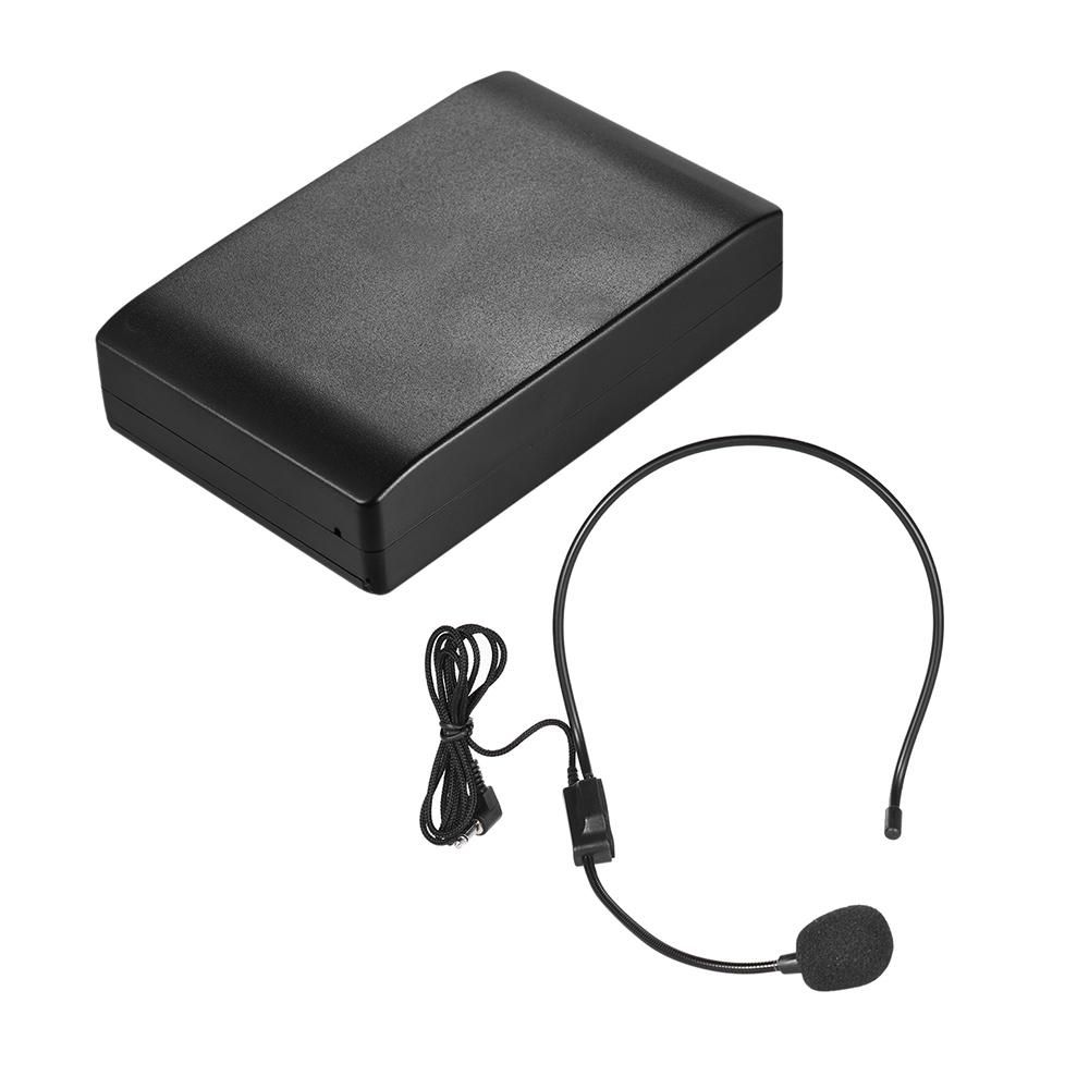 Portable FM Wireless Microphone Headset System Voice Amplifier 1/4in Output Plug With Bodypack Transmitter Receiver For Teacher Speaker Yoga Instructor Presenter Lecturer Conference Speech Promotion (Black) MLQJ-S