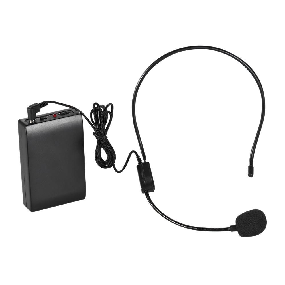 Portable FM Wireless Microphone Headset System Voice Amplifier 1/4in Output Plug With Bodypack Transmitter Receiver For Teacher Speaker Yoga Instructor Presenter Lecturer Conference Speech Promotion (Black) MLQJ-S