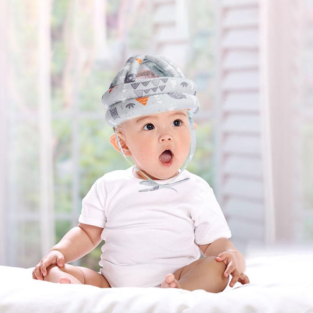 Baby Crawling Anti-Fall Helmets Learn To Walk Soft For Boys Girls Grey