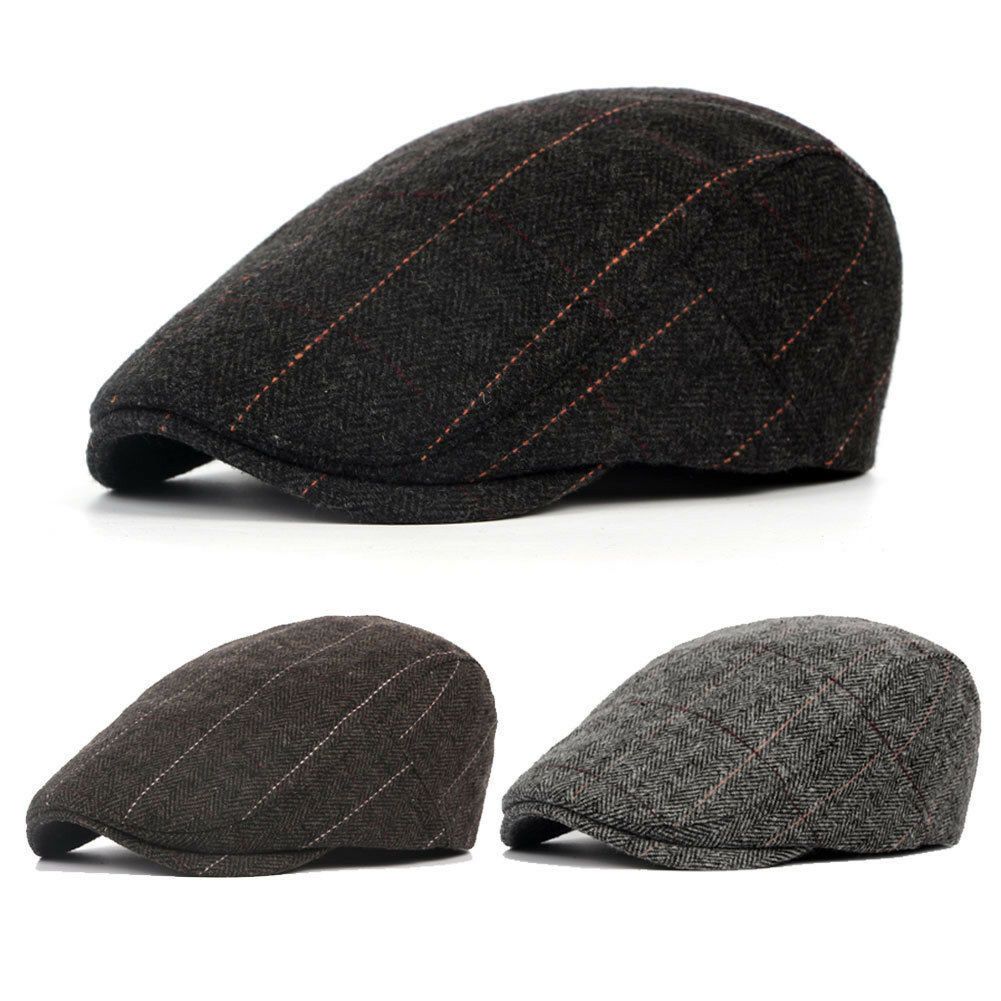 Chic Men Flat Beret Herringbone Cap Peaky Blinders Newsboy Baker Boy