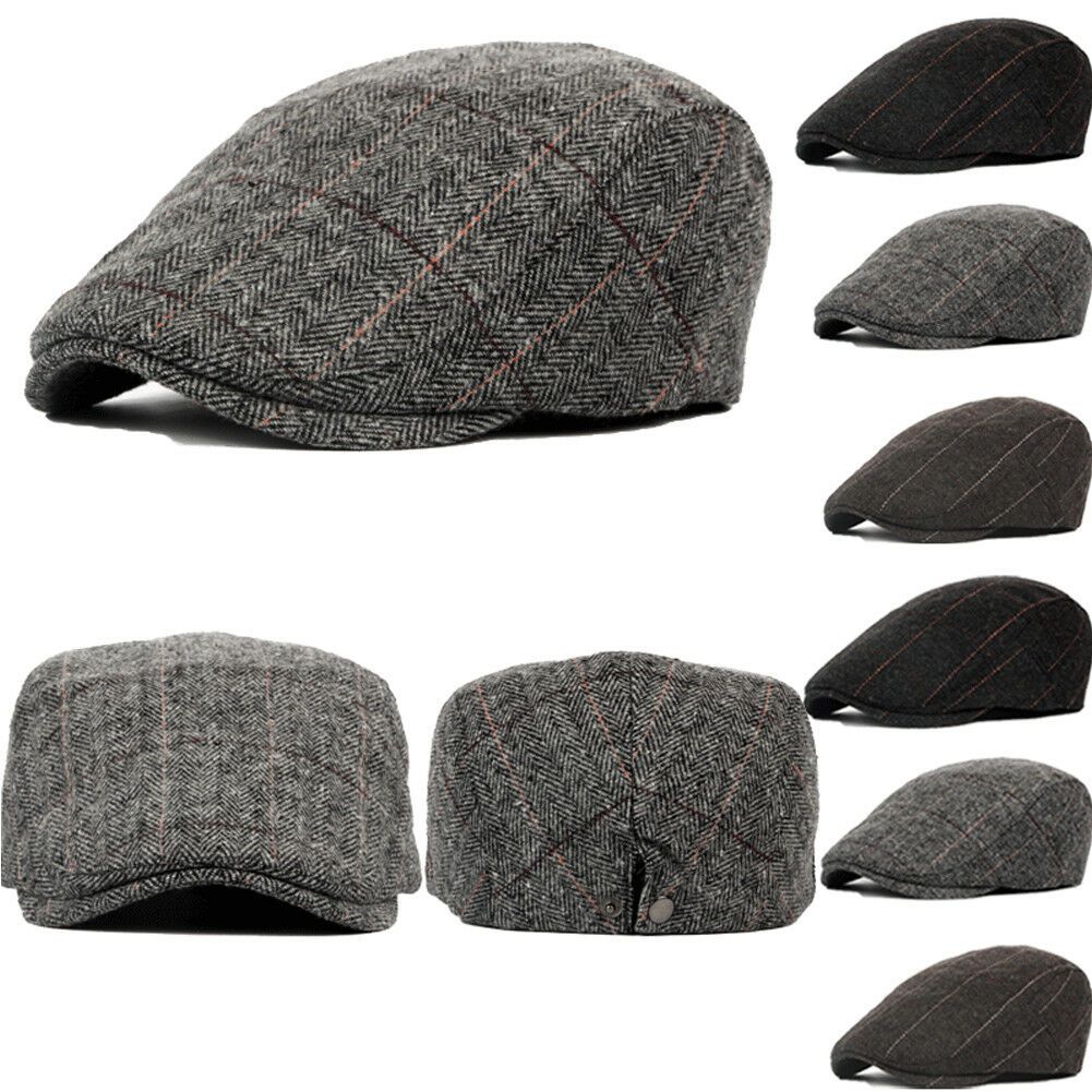 Chic Men Flat Beret Herringbone Cap Peaky Blinders Newsboy Baker Boy
